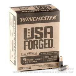 150 Rounds of 9mm Ammo by Winchester Forged - 115gr FMJ
