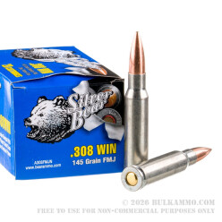20 Rounds of .308 Win Ammo by Silver Bear - 145gr FMJ