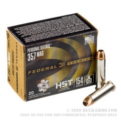 20 Rounds of .357 Mag Ammo by Federal HST - 154gr JHP