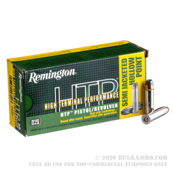 50 Rounds of .38 Spl +P Ammo by Remington HTP - 125gr SJHP