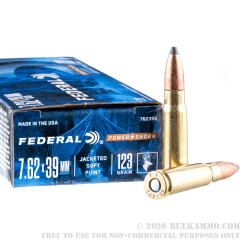 20 Rounds of 7.62x39mm Ammo by Federal - 123gr SP