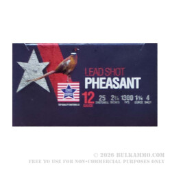 250 Rounds of 12ga Ammo by Stars & Stripes - 2-3/4" 1 1/4 ounce #4 shot
