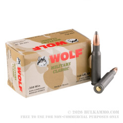 500 Rounds of .308 Win Ammo by Wolf - 168gr SP
