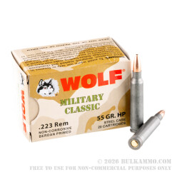 20 Rounds of .223 Ammo by Wolf WPA - 55gr HP