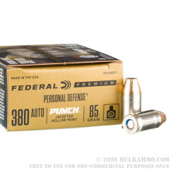 20 Rounds of .380 ACP Ammo by Federal Punch - 85gr JHP