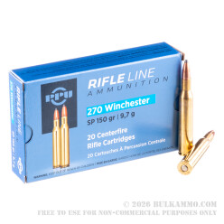 500 Rounds of .270 Win Ammo by Prvi Partizan - 150gr SP