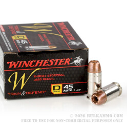 20 Rounds of .45 ACP Ammo by Winchester W Train & Defend - 230gr JHP