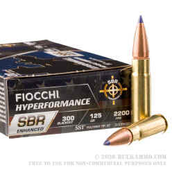 200 Rounds of .300 AAC Blackout Ammo by Fiocchi Hyperformance SBR Enhanced - 125gr SST