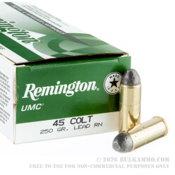 50 Rounds of .45 Long-Colt Ammo by Remington UMC - 250gr LRN