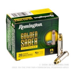 20 Rounds of .38 Spl +P Ammo by Remington Golden Saber Defense - 125gr BJHP