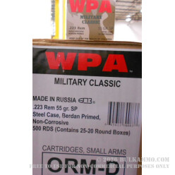 20 Rounds of .223 Ammo by Wolf WPA - 55gr SP
