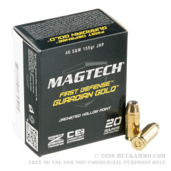 20 Rounds of .40 S&W Ammo by Magtech - 155gr JHP