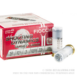 250 Rounds of 12ga Ammo by Fiocchi - 1 ounce #7 1/2 shot