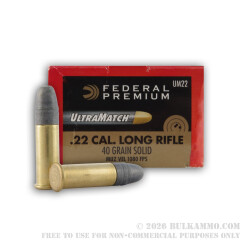50 Rounds of .22 LR Ammo by Federal - 40gr LRN