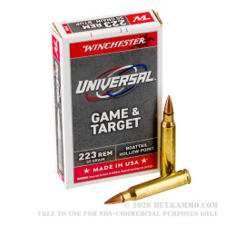 1000 Rounds of .223 Ammo by Winchester Universal Game & Target - 55gr BTHP
