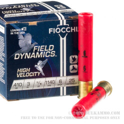 25 Rounds of .410 Ammo by Fiocchi - 11/16 ounce #6 shot
