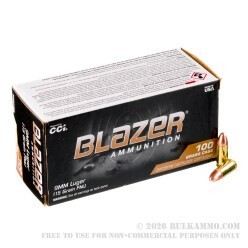 1000 Rounds of 9mm Ammo by Blazer Brass - 115gr FMJ