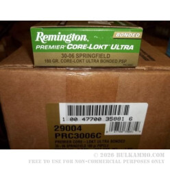 20 Rounds of 30-06 Springfield Ammo by Remington Premier Ultra Bonded - 180gr PSP