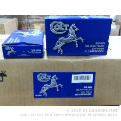 500 Rounds of .308 Win Ammo by Colt (Barnaul) - 168gr FMJBT