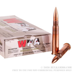 20 Rounds of .303 British Ammo by Wolf WPA - 174 grain FMJ