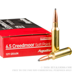 20 Rounds of 6.5 Creedmoor Ammo by Aguila - 129gr SP