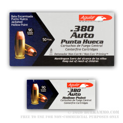 1000 Rounds of .380 ACP Ammo by Aguila - 90gr JHP