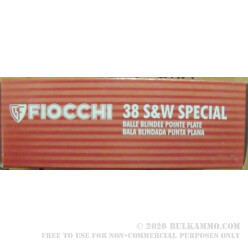 38 Special 110 gr +P FMJFN Fiocchi Ammo For Sale!