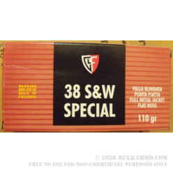 38 Special 110 gr +P FMJFN Fiocchi Ammo For Sale!