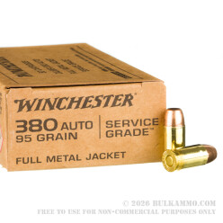 500 Rounds of .380 ACP Ammo by Winchester Service Grade - 95gr FMJ