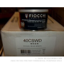 100 Rounds of .40 S&W Canned Heat Ammo by Fiocchi - 180gr FMJ
