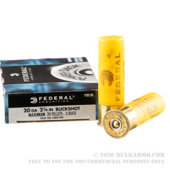 250 Rounds of 20ga Ammo by Federal -  #3 Buck