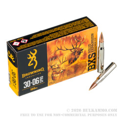 20 Rounds of 30-06 Springfield Ammo by Browning BXS Copper Expansion - 180gr Polymer Tipped