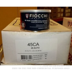 50 Rounds of .45 Canned Heat Ammo by Fiocchi - 230gr FMJ