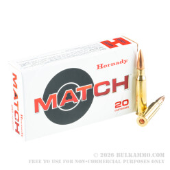 20 Rounds of .308 Win Ammo by Hornady - 155gr OTM Match