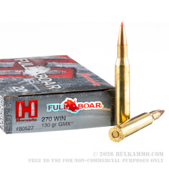 20 Rounds of .270 Win Ammo by Hornady Full Boar - 130gr GMX