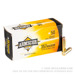 50 Rounds of .357 Mag Ammo by Armscor USA - 125gr FMJ