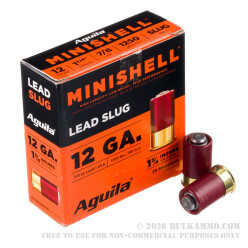 25 Rounds of 12ga Ammo by Aguila Minishell - 7/8 ounce rifled slug