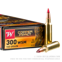 20 Rounds of .300 WSM Ammo by Winchester Copper Impact - 150gr Copper Extreme Point