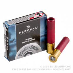 5 Rounds of .410 Ammo by Federal Power Shok - 2-1/2" 1/4 ounce Rifled Slug