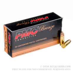 1000 Rounds of .38 Super +P Ammo by PMC Bronze - 130gr FMJ