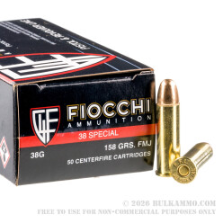 1000 Rounds of .38 Spl Ammo by Fiocchi - 158gr FMJ