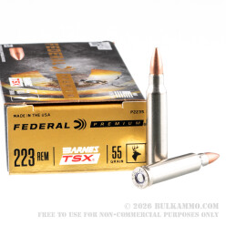 20 Rounds of .223 Ammo by Federal - 55gr TSX