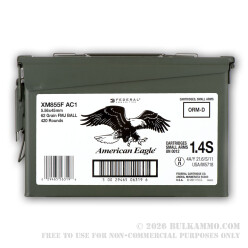420 Rounds of 5.56x45 XM855 Ammo by Federal Packed in Military Ammo Can - 62gr FMJ