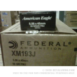 900 Rounds of XM193 5.56x45 Ammo by Federal - 55gr FMJBT - Stripper Clips