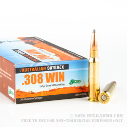 20 Rounds of .308 Win Ammo by ADI - 165gr Sierra SBT GameKing