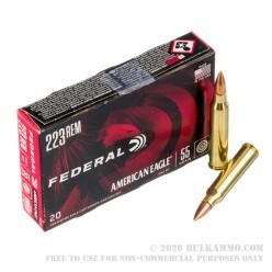1000 Rounds of .223 Ammo by Federal American Eagle - 55gr FMJBT