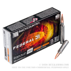 20 Rounds of 7mm Backcountry Ammo by Federal Fusion Tipped - 175gr Bonded Polymer Tipped