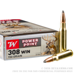 20 Rounds of .308 Win Ammo by Winchester - 150gr PP