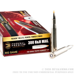 20 Rounds of .300 H&H Mag Ammo by Federal - 180gr Trophy Bonded Tip