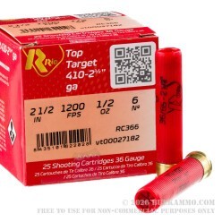 250 Rounds of .410 Ammo by Rio Top Target - 1/2 ounce #7 1/2 shot